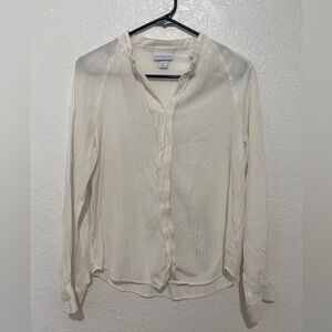 Cream Blouse Small – Liz Claiborne Lightweight Textured Top